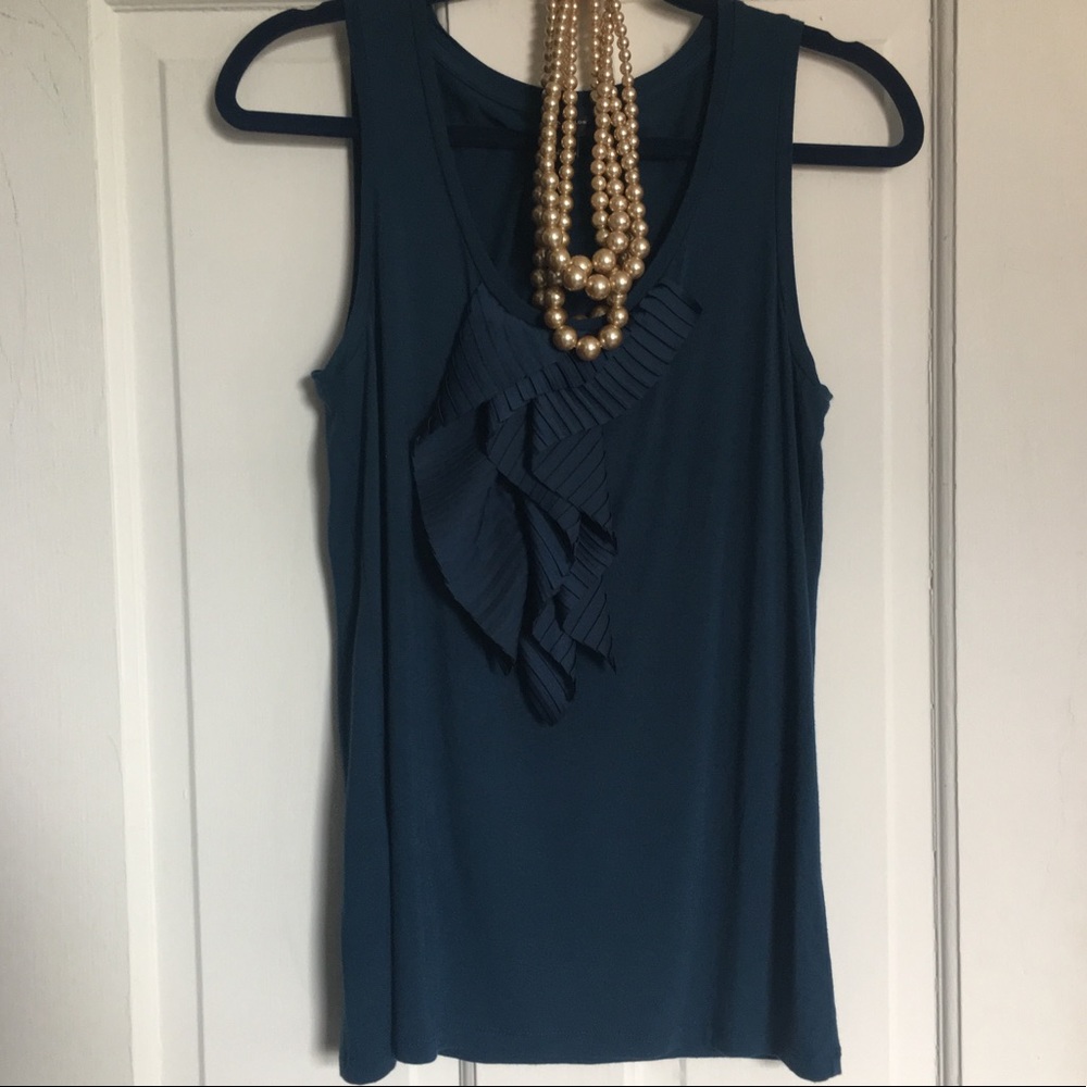 Ann Taylor dark teal ruffled blouse (M) EUC